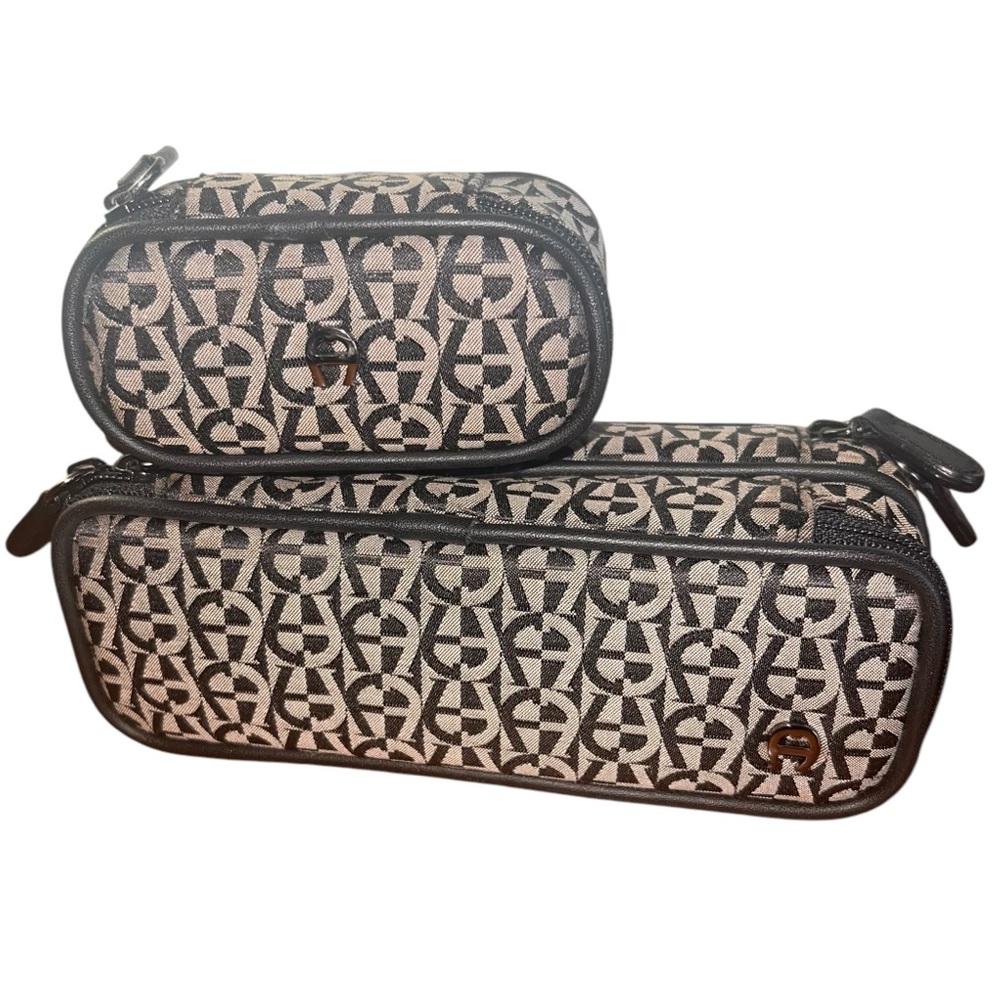 New Etienne Aigner Travel Contact Glasses Cases Zippered Accessory Purse Mirror